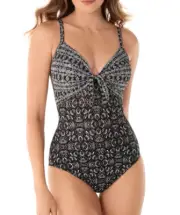 Miraclesuit Pinup Underwire Black One Piece Swimsuit Women's L15008 Size 16