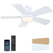 40 Inch Modern Ceiling Fans With Lights Remote/app Control Low Profile Reversibl