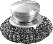 UPKOCH Stainless Steel Scouring Brush with Handle Heavy Duty Kitchen Scrubber for Efficient Cleaning of Pots Pans and BBQ Grills Durable Steel Cleaning Pad for Tough Grease Removal