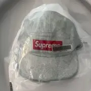 SUPREME COATED DENIM CAMP CAP OS WHITE SS24 WEEK 18 (100% AUTHENTIC) BRAND NEW