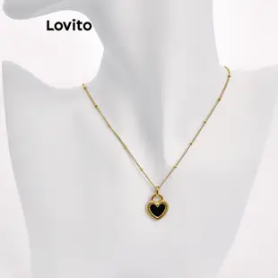 Lovito 女士休閒心型防過敏 18K 金項鍊 L66AD019 (金色)