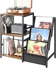 HHWRT Record Player Storage Rack, Record Player Stand, Multifunctional Record Player Storage Rack, Large Capacity Record Holder, CD Display Stand for Living Room, Bedroom, Music Lovers