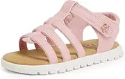 [QIY] Toddler Girl Sandals Little Kids Summer Dress Shoes Open Toe Flats Princess Sandals for School Beach Party