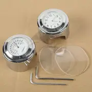 1" 7/8" Handlebar Chrome White Dial Clock Temp Thermometer Fit Honda CB VTX VT