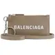 BALENCIAGA 巴黎世家 594548 品牌LOGO頸掛牛皮證件零錢包.大象灰