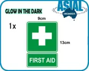 Glow in the Dark FIRST AID UV Vinyl Sign Sticker Safety Box Kit Workplace