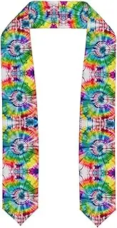 [SKKNT] Tie Dye Hippies Print Graduation Shawl Stole For Academic Commencements Honor Sash Congratulations Gift