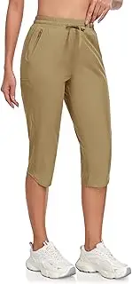 [GymBrave] Capri Pants for Women 6 Pockets Quick Dry Lightweight Cargo Pants Hiking Capri Pants Outdoor Leisure Travel, Khaki, XXL
