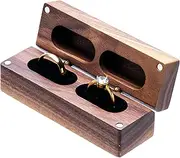 COSISO Wooden Double Ring Bearer Box for Wedding Ceremony Engagement, Ring Storage Holder Decorative Box for 2 Rings