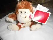 WAL-MART WALMART PLUSH BROWN CREAM MONKEY 6" heart lips ape