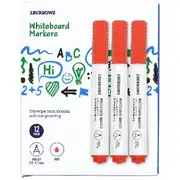J.Burrows Whiteboard Markers Bullet Red 12 Pack