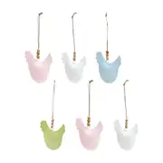 6x LVD Hen Hanger Piece Iron/Wood Home Decor Hanging Ornament 11cm Assorted