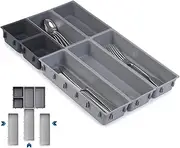 FOREVERIE Adjustable 7 PCS Drawer Organiser Set for Home & Office, Kitchen Utensils Cutlery Compartment Tray with 3 Different Size for Silverwares