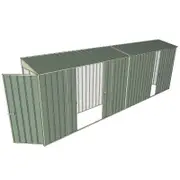 Build-a-Shed 0.8 x 6 x 2m Single Hinged Door Skillion Shed with Double and Single Sliding Side Doors - Green