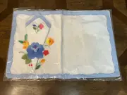 VTG Hand Made Floral Appliqué Linen Napkins Pocket Placemats Set of 4 New (8pcs)