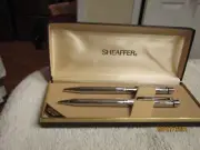 Vintage Sheaffer Pen & Mechanical Pencil Brilliant Chrome Writing Instrument UP