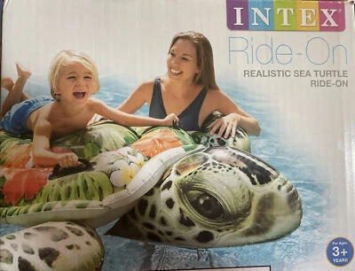 Intex Realistic Print Sea Turtle Inflatable, 75" X 67", for Ages 3+