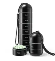 Metal Moisture Proof Weekly Pill Organizer Stackable 7 Compartment Pill Box