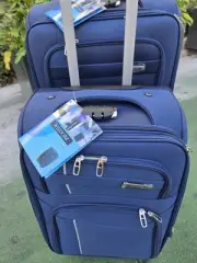 Travel Suitcase 2 Pc.set 8 Wheels Spinner Combination Lock Extra Lightweight...