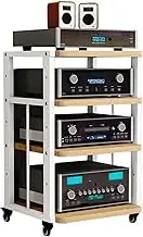 4-Tier AV Media Stand,Movable CD Player Stand Component Cabinet,Adjustable Shelves,for Living Room Gaming Recording Studio,Load 200kg(Color1)
