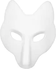 SAFIGLE Mask Fox Cat Mask for Kids Adults White Blank Fox Mask Hand Painted Animal Face Mask Halloween Mask DIY Mask for Animal Cosplay Party