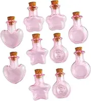 Yardenfun 10pcs Miniature Glass Bottles with Cork Stoppers for DIY Crafts Wishing Bottles Decorative Charms for Parties and Weddings