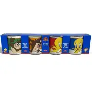 Vintage Looney Tunes 4 Mug Cup Set Tweety Bird Tasmanian Devil 1998 Space Jam