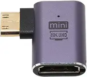 Mini HDMI to HD Adapter, Right Angle 8K 60Hz 48Gbps LED Indicator Mini HDMI to HDMI Converter, Mini HDMI to Standard HDMI Connector for Laptop Camera Tablet