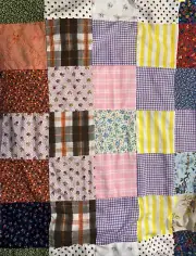 Vintage Patchwork Quilt Top 5" Squares Unfinished Fabric B5