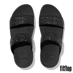 【FitFlop】LULU GLITTER SLIDES經典亮片雙帶涼鞋-女(靓黑色)