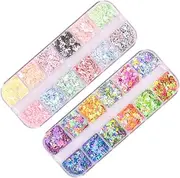 Healeved Nail Art Glitter Set Manicure Kit Rhinestone Glue Gel Sequins for Women Girls Ladies