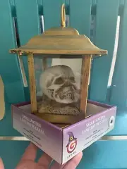 Gemmy Skeleton Lantern Halloween Spinning Candle Animated Light Sound Illusion