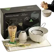 Matcha Tea Set | Traditional Matcha Tea Matcha Set Japanese Whisk Set - Starter Kit Includes Sifter, Scoop, Whisk Holder, Matcha Bowl for Matcha Making