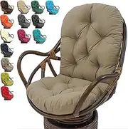 Swivel Rocking Chair, Rattan Swivel Rocking Chair Cushion, Furniture Swivel Rocking Chair, Twill Fabric Swivel Chair seat Cushion Soft and Thickened Washable Garden Patio Cushion (Color : Brown)