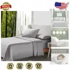 Silky Soft Bamboo Sheets King Size Set - Durable Cooling Bedding in Silver Gray