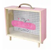 Large Capacity Money Box Retro Style Coin Bank Home Decoration Pink 21x19cm 1Pcs