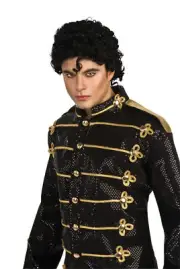 Michael Jackson Military Black Jacket Liquid Sequin Adult Costume