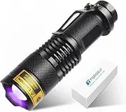 UV Torch,T Tersely UV Light Ultraviolet LED Flashlight Blacklight Portable Flashlight Torches 395nm LED Black Light Mini Flashlights Detector Zoomable with Clip SK68(AA Batteries Not Included)