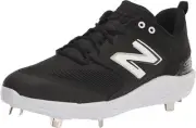 New Balance Men's Fresh Foam X 3000 V6 Metal Baseball Shoe, Black/White, 10