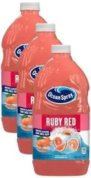 (3 Pack) Ocean Spray Original, Ruby Red Grapefruit, Juice with Vitamins 64 Fl Oz
