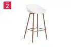 Ovela Set of 2 Leerdam Bar Stools (White), Benches, Stools & Bar Stools,