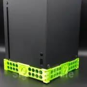 Xbox X - Vertical Upright Stand 3D Printed in Green Silk - Plenty of ventilation