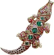 [Generic] Fashion Crocodile Rhinestones Brooches Pins for Women Men Unique Sparkly Cartoon Animal Pin Dress Suit Hat Bag Clothes Accessories Jewelry Party Christmas Holiday