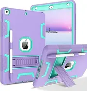 BENTOBEN Case for iPad 9th Generation, iPad 8th Gen Case, iPad 7th Gen Case, iPad 10.2" 2021/2020/2019 Case, 3 in 1 Heavy Duty Rugged Shockproof Protective Cover with Stand Pen Holder, Purple/Green