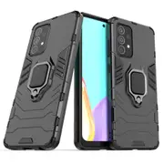 For Samsung Galaxy A52 5G/4G Plastic Shockproof Protective Case, Magnetic Ring Holder, Black