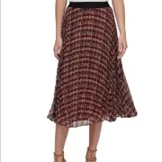 DKNY Women's Russet Printed Pull-On Pleated Midi Skirt Size Extra Large New