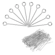 200Pcs Eye Pins Jewelry Findings Eye Pins 18mm Iron Eye Pins Silver