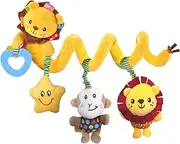 Stroller Activity Toy | Plush Baby Car Seat Stroller Crib Toys,Colorful Sensory Rattle with Squeaker for Babies 0-3-6 Month