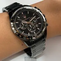 在飛比找森森購物網優惠-MASERATI手錶, 男錶 46mm 黑圓形精鋼錶殼 黑色