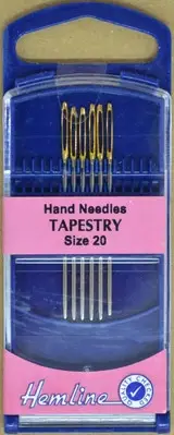 Premium Gold Eye Tapestry Needles Size 20, Pack of 6 Needles, Hemline Quality Ha